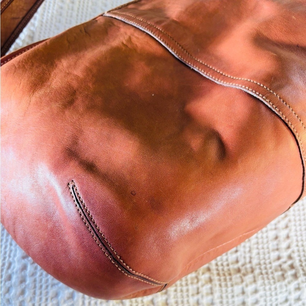 Coach‎ Vtg Brown Leather Crescent Moon Handbag Shoulder Bag Y2K Tassels - Picture 11 of 15